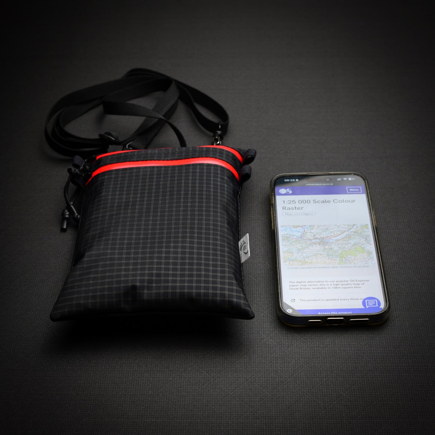 Ultralight Challenge UltraGrid twin zip shoulder bag with quick-release strap. Two YKK AquaGuard zip pockets for phone, wallet, passport and EDC gear.
