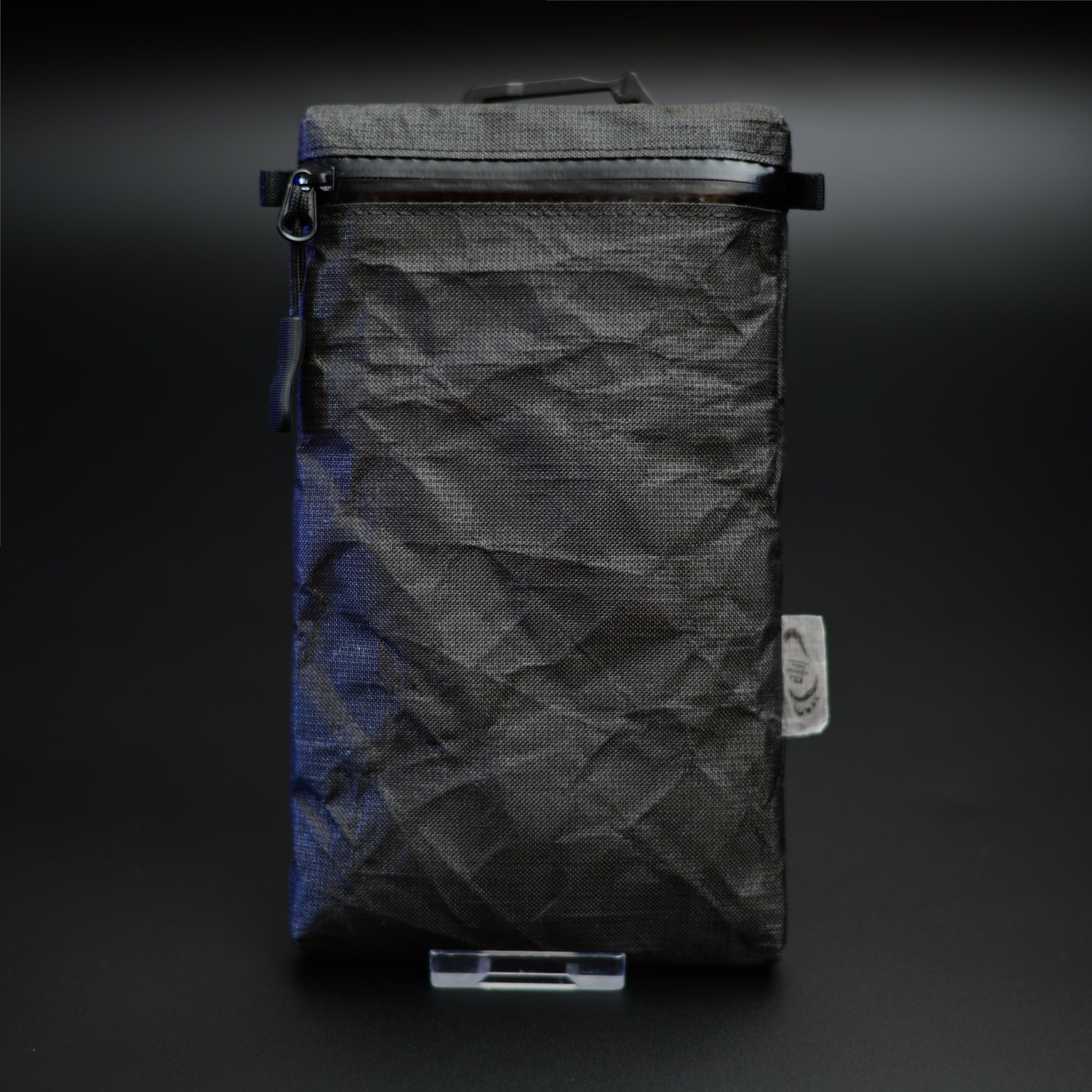 Front view of an Ultra 200X backpack strap phone pouch with YKK AquaGuard zip and glove-friendly zip pull